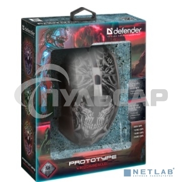 Мышь проводная Defender Prototype GM-670L черный, 2400 dpi, USB, кнопки - 6