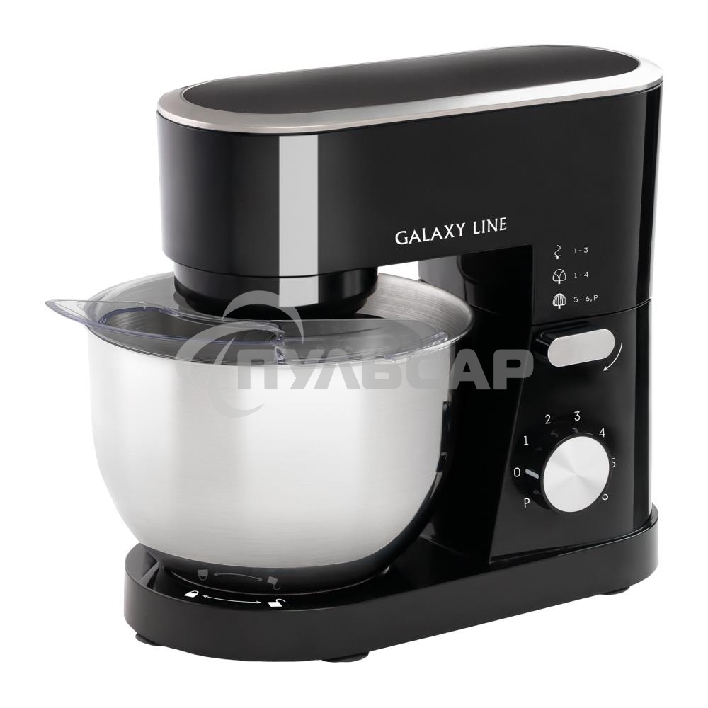 Миксер Galaxy Line GL 2236, черный, планетарный, 1600 Вт, 6 скоростей, импульсный режим
