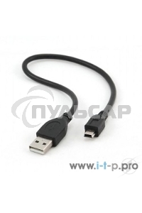 Кабель Gembird CCP-USB2-AM5P-1 USB 2.0 кабель PRO для соед. 0,3м AM/miniBM позол.конт., черный