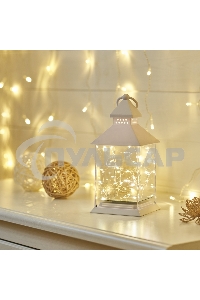 Декоративный фонарь Neon-night с росой, белый корпус, размер 10,7х10,7х23,5 см, цвет теплый белый