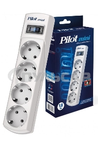Сетевой фильтр Pilot mini 1.8м (4 розетки) белый (коробка)