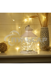 Декоративный фонарь Neon-night с росой, белый корпус, размер 10,7х10,7х23,5 см, цвет теплый белый