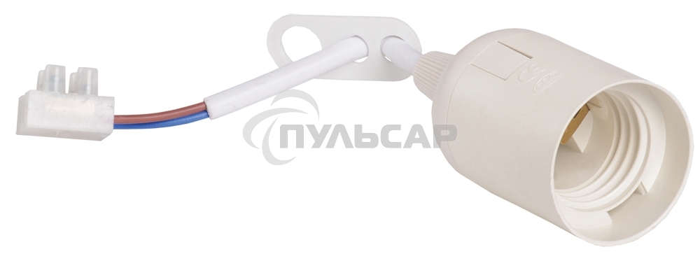 Патрон подвесной с шнуром, пластик, Е27, белый (50 шт), стикер на изделии, IEK Ппл27-04-К51