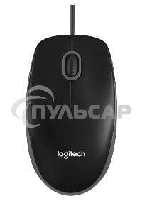Мышь проводная Logitech B100 черный, 1000 dpi, USB, кнопки - 3