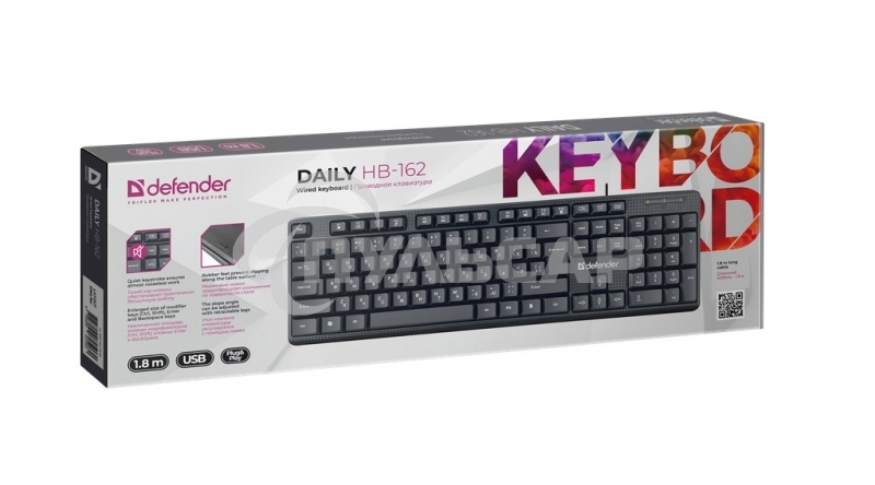 Клавиатура проводная Defender Daily HB-162, USB, черный