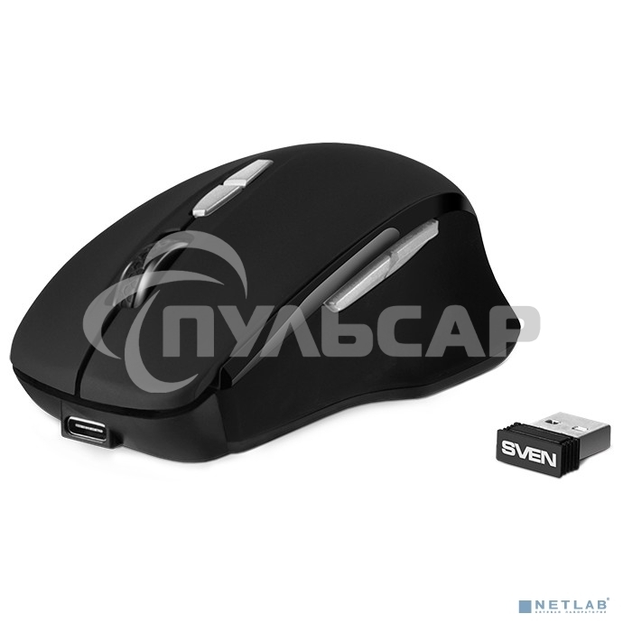 Мышь беспроводная SVEN RX-590SW черный, 1600 dpi, радиоканал, Bluetooth, USB, кнопки - 7