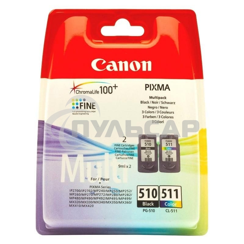 Картридж струйный PG-510/CL-511 (2970B010), для Canon PIXMA MP240/260/480, MX320/330, 3 цвета, 244 стр.