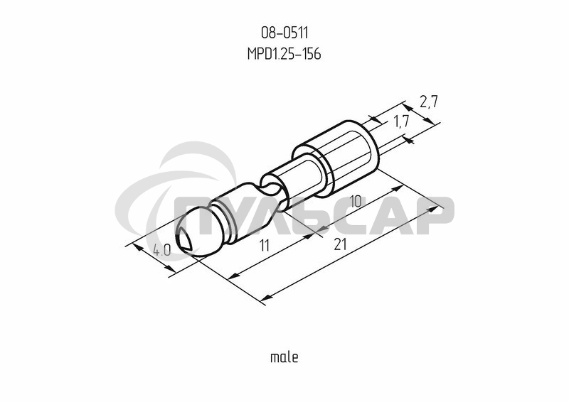 Разъем штекерный изолированный штекер 4 мм 0.5-1.5 мм² (РШи-п 1.5-4/РШИп 1,25-4) красный Rexant