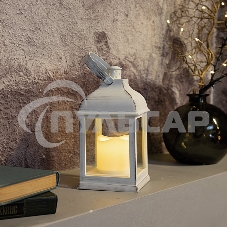 Декоративный фонарь Neon-night со свечкой, белый корпус, размер 10.5х10.5х22,35 см, цвет теплый белый