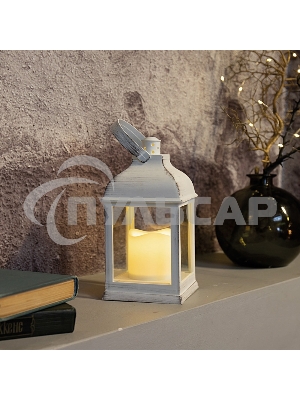 Декоративный фонарь Neon-night со свечкой, белый корпус, размер 10.5х10.5х22,35 см, цвет теплый белый
