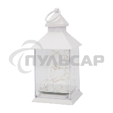 Декоративный фонарь Neon-night с росой, белый корпус, размер 10,7х10,7х23,5 см, цвет теплый белый