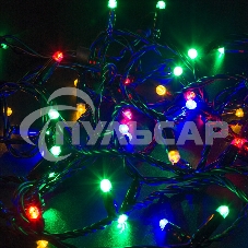 Гирлянда Нить 10м, свечение с динамикой, черный ПВХ, 230В, RGB