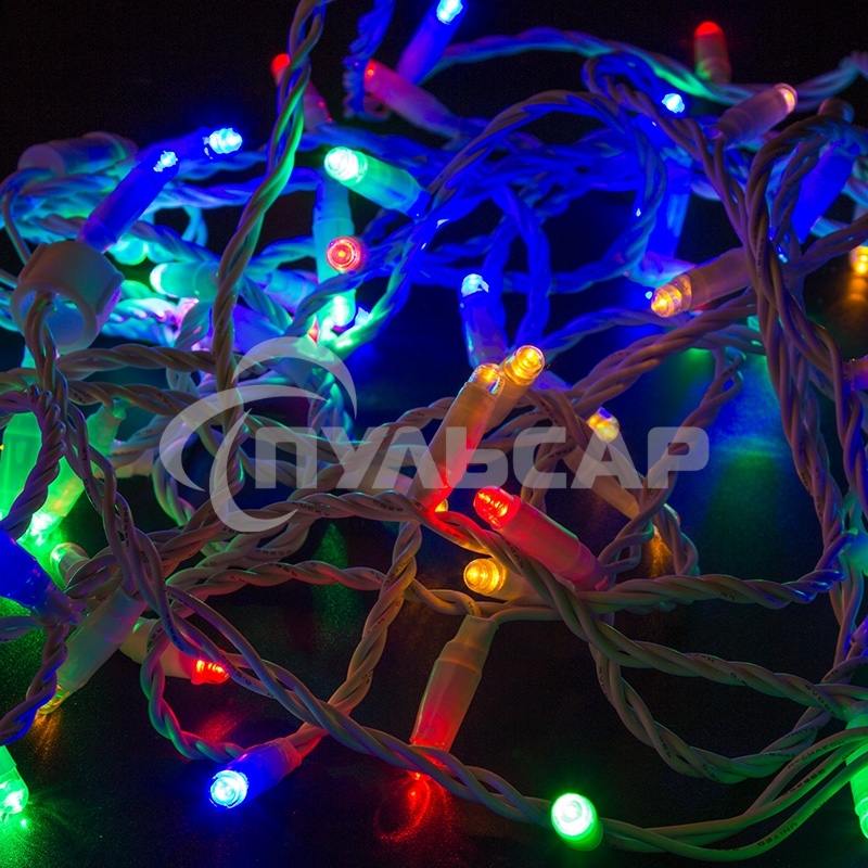 Гирлянда Neon-night Нить 10м, постоянное свечение, белый ПВХ, 230В, цвет: Мультиколор