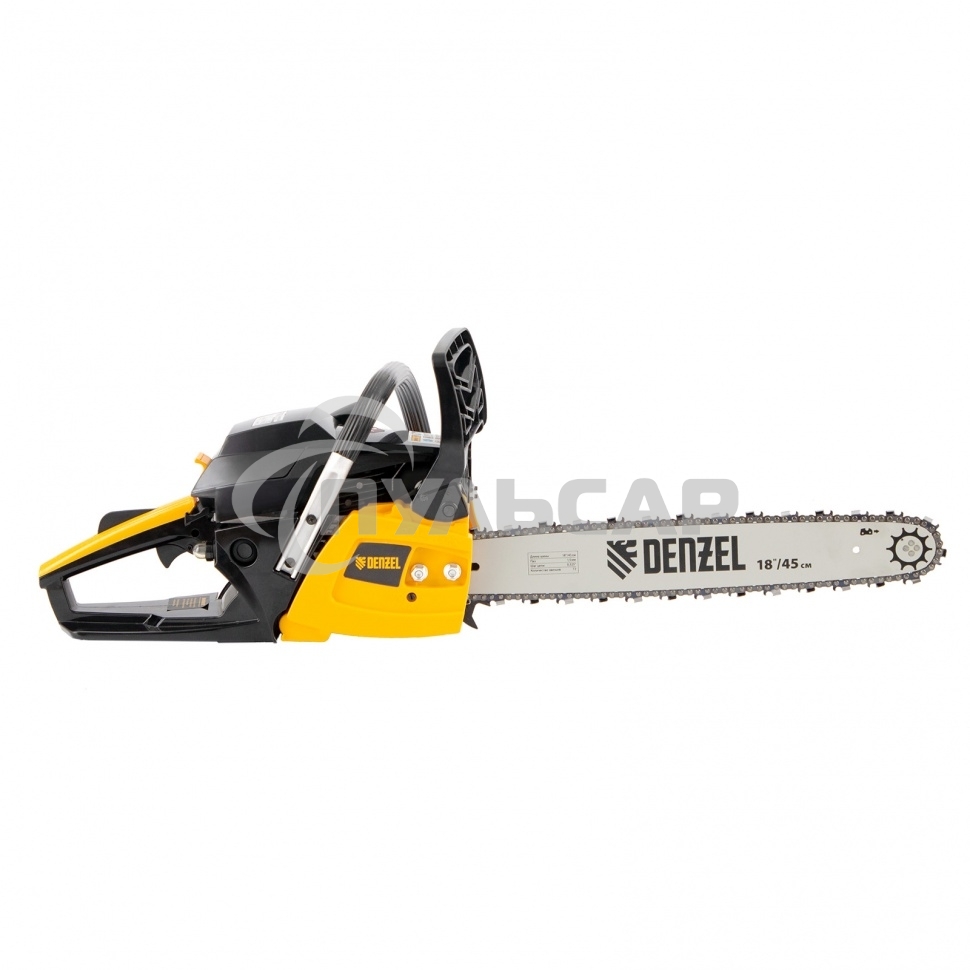 Пила цепная бензиновая Denzel DGS-5218, шина 45 см, 52см3, 3,5 л.с., шаг 0,325, паз 1,5 мм,