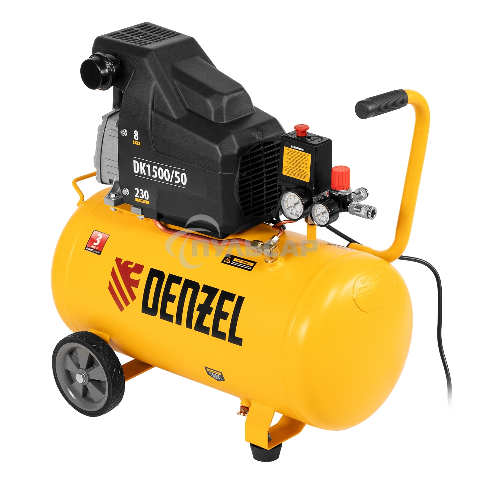 Компрессор Denzel воздушный DK1500/50,Х-PRO 1,5 кВт, 230 л/мин, 50 л 58064