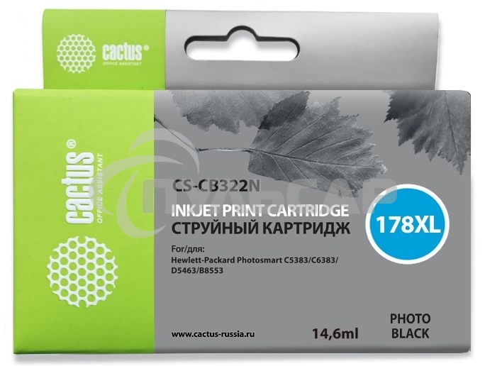 Картридж струйный Cactus CS-CB322N №178XL фото черный (14.6 мл.) для HP PS B8553/C5383/C6383/D5463