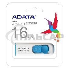 Флешка USB ADATA C008 (AC008-16G-RWE), 16 Gb, USB 2.0, R/W 15/5, белый/синий