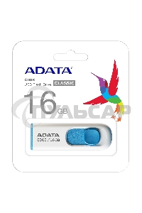 Флешка USB ADATA C008 (AC008-16G-RWE), 16 Gb, USB 2.0, R/W 15/5, белый/синий