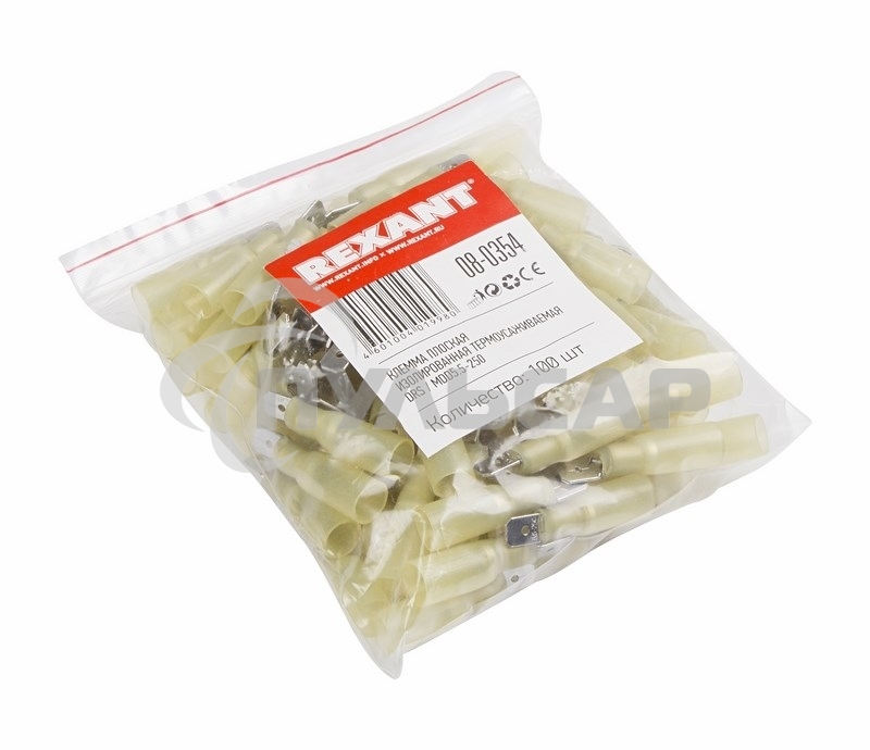 Клемма плоская изолированная термоусаживаемая штекер 6.35 мм 4-6 мм² (РПи-п-т 6.0-(6.3)) желтый Rexant