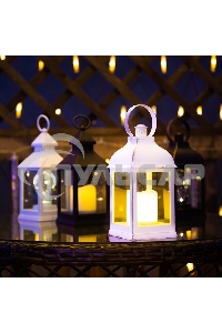 Декоративный фонарь Neon-night со свечкой, белый корпус, размер 10.5х10.5х22,35 см, цвет теплый белый