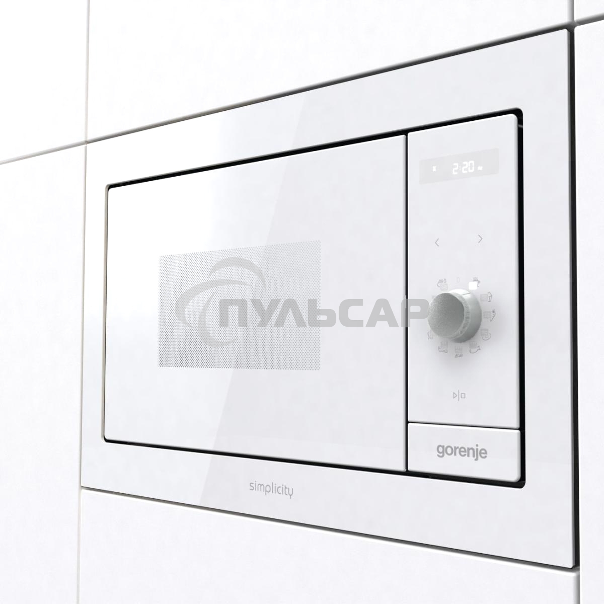 Микроволновая печь встраиваемая Gorenje BM235G1SYW белый, 23 л, 900 Вт, переключатели - поворотный механизм/сенсор