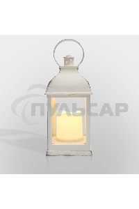 Декоративный фонарь Neon-night со свечкой, белый корпус, размер 10.5х10.5х22,35 см, цвет теплый белый