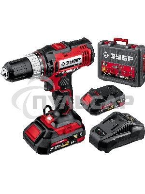 Дрель-шуруповерт ЗУБР ДШЛ-185-22, Аккумуляторная, 18В, 2 АКБ, Кейс