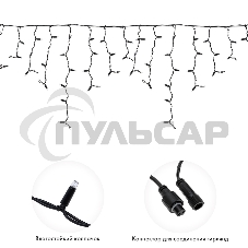 Гирлянда светодиодная Neon-night Бахрома (Айсикл), 4,0х0,6м, 128 LED теплый белый, черный каучук 2,3мм, IP67, эффект мерцания, 230В (нужен шнур питания 315-000)