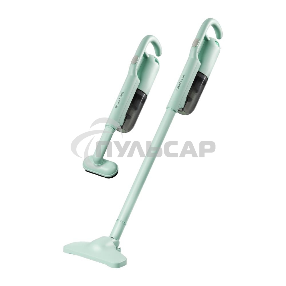 Пылесос вертикальный Galaxy Line GL 6221 салатовый, питание от аккумулятора, 130 Вт, уборка сухая, пылесборник 0.3 л, работа от АКБ max - 30 мин