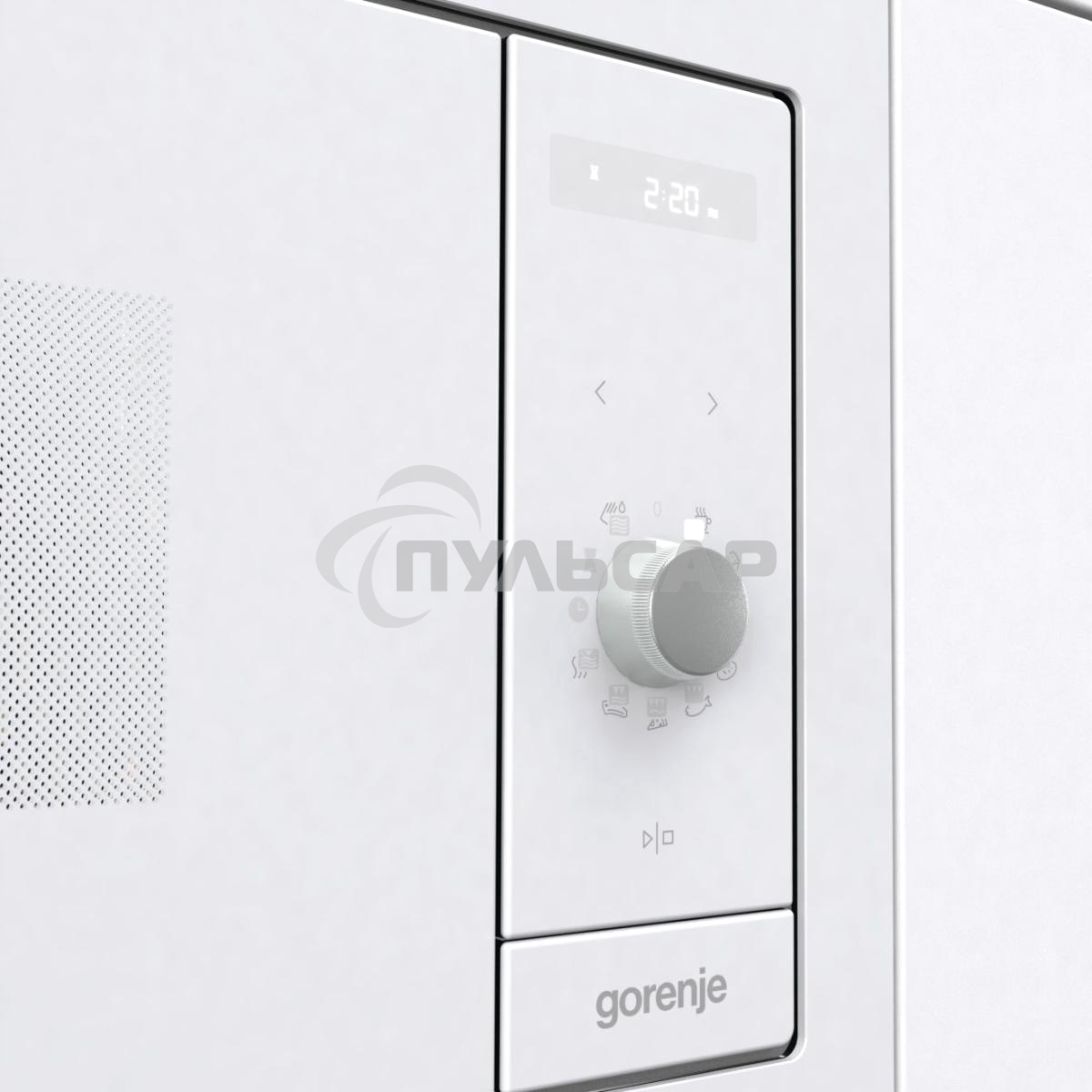 Микроволновая печь встраиваемая Gorenje BM235G1SYW белый, 23 л, 900 Вт, переключатели - поворотный механизм/сенсор
