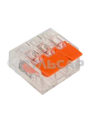 Клемма соединительная рычажковая компактная Rexant 3-проводная, прозрачная, 0.14-4 мм² (20 шт./уп.)