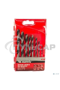 Набор сверл Matrix по дереву,3-4-5-6-7-8-9-10 мм, 8шт., шестигран. хвостовик, пластиковый кейс