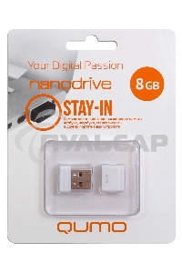 Флешка USB 2.0 QUMO 8 Gb, NANO QM8GUD-NANO-W белый