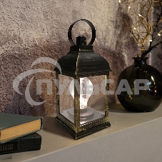 Декоративный фонарь Neon-night с лампочкой, бронзовый корпус, размер 10.5х10.5х22,5 см, цвет теплый белый