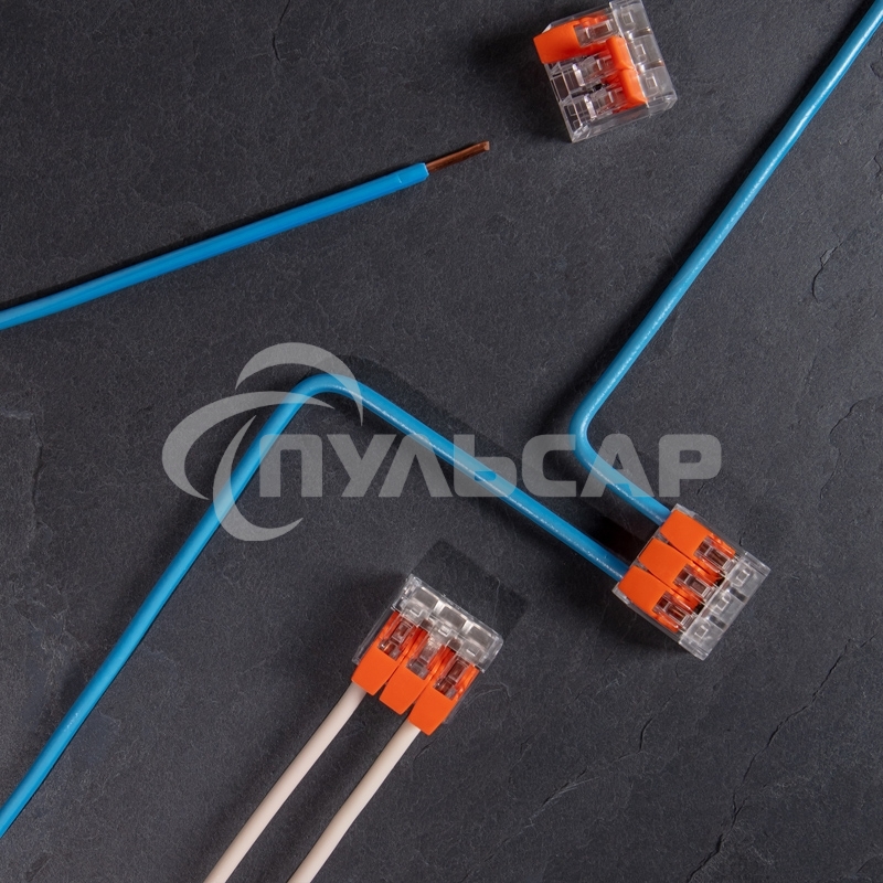 Клемма соединительная рычажковая компактная Rexant 3-проводная, прозрачная, 0.14-4 мм² (20 шт./уп.)