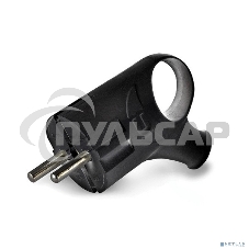 Вилка электрич. с заземл. угл. с ушком черный 16А 250В (еврослот) UNIVersal А0112