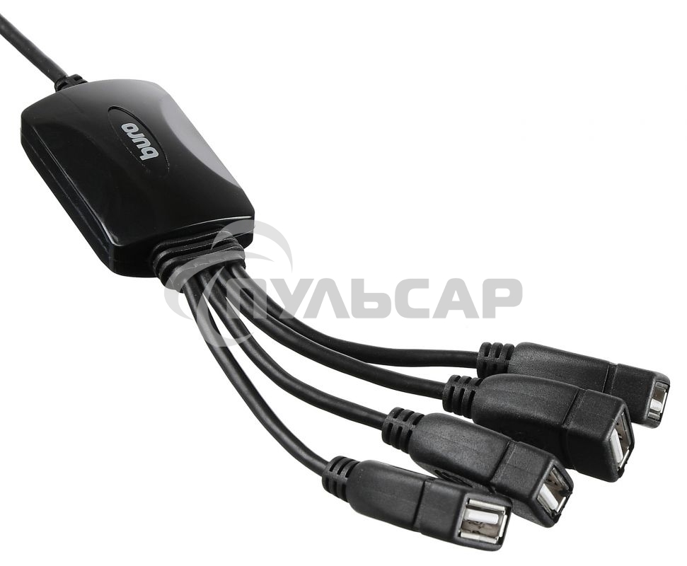 Разветвитель USB 2.0 Buro BU-HUB4-0.3-U2.0-Splitter 4порт. черный
