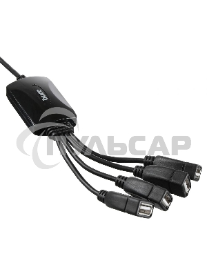 Разветвитель USB 2.0 Buro BU-HUB4-0.3-U2.0-Splitter 4порт. черный