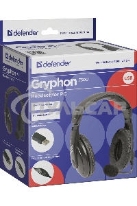 Гарнитура Defender Gryphon 750U USB, черный, 1.8м кабель