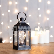 Декоративный фонарь Neon-night с лампочкой, бронзовый корпус, размер 10.5х10.5х22,5 см, цвет теплый белый