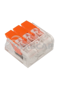 Клемма соединительная рычажковая компактная Rexant 3-проводная, прозрачная, 0.14-4 мм² (20 шт./уп.)