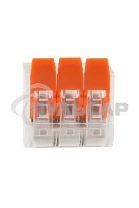 Клемма соединительная рычажковая компактная Rexant 3-проводная, прозрачная, 0.14-4 мм² (20 шт./уп.)