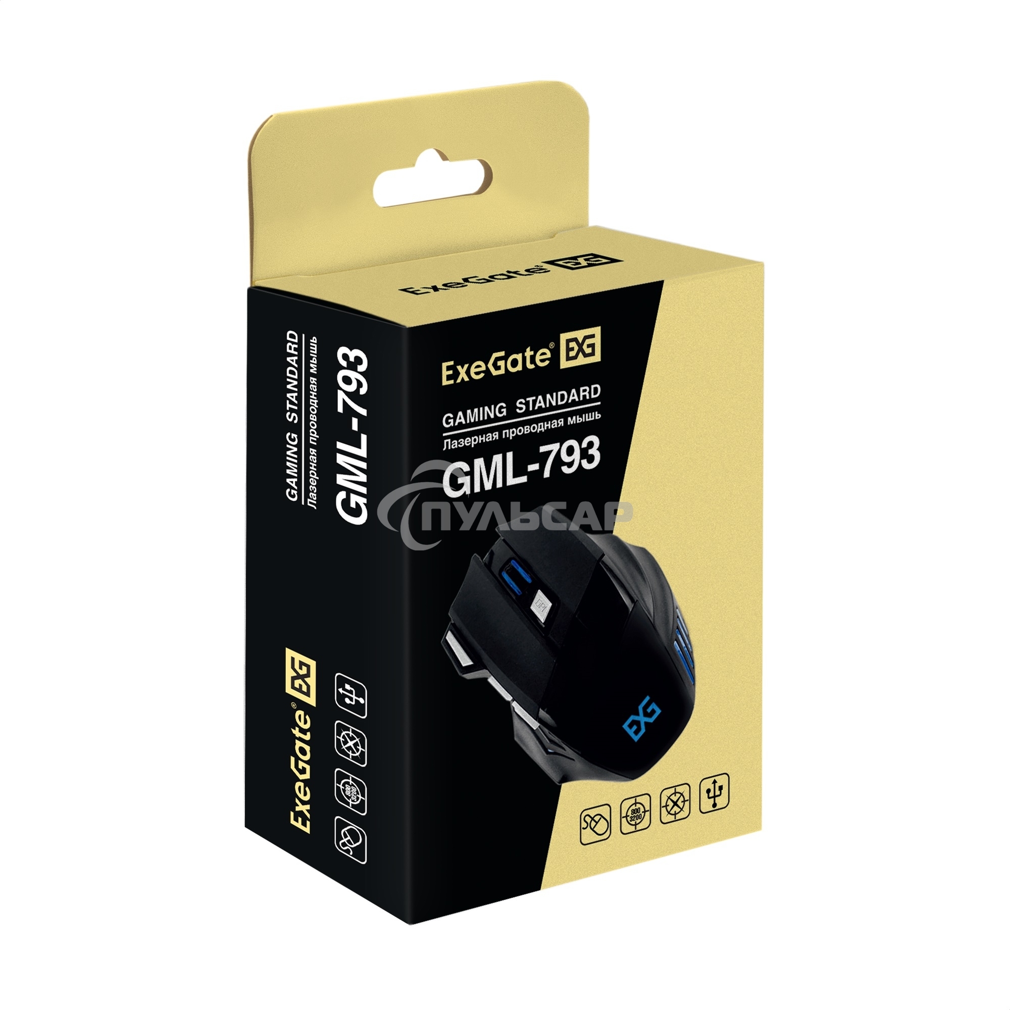Мышь проводная ExeGate Gaming Standard Laser GML-793 черный, 3200 dpi, USB, кнопки - 7