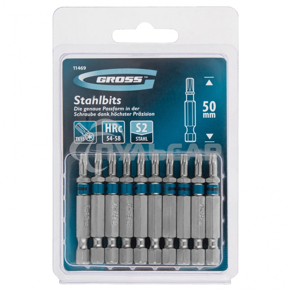 Набор бит TORX 15х50, сталь S2, 10 шт. Gross