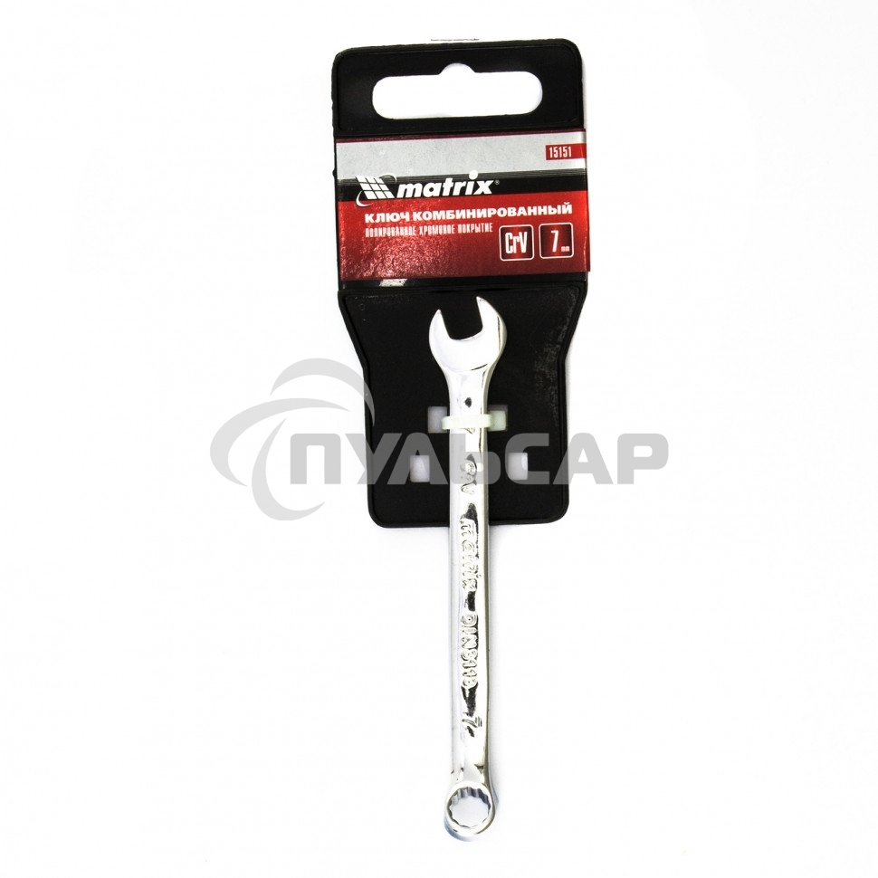 Ключ комбинированный Matrix, 7 мм, CrV, полированный хром