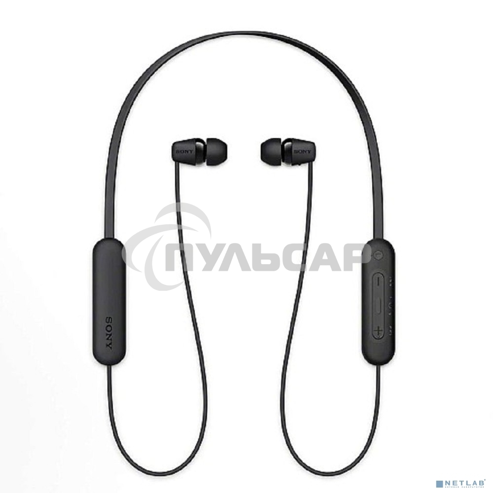 Гарнитура вкладыши Sony WI-C100 черный беспроводные bluetooth шейный обод