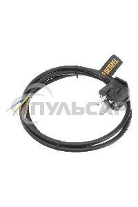 Шнур сетевой Energy Series, ПВС, 1,5 м, 3х1 мм, с неразборной вилкой, черный Denzel