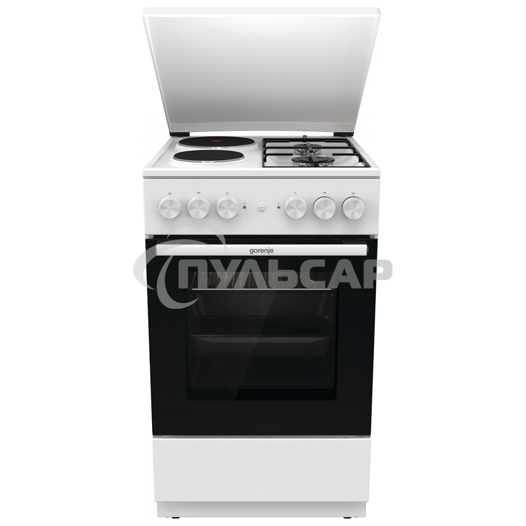 Плита комбинированная Gorenje GK5A12WG белый, конфорок 2 газовых и 2 электрических, духовка 68 л, 50 см x 85 см x 59.4 см