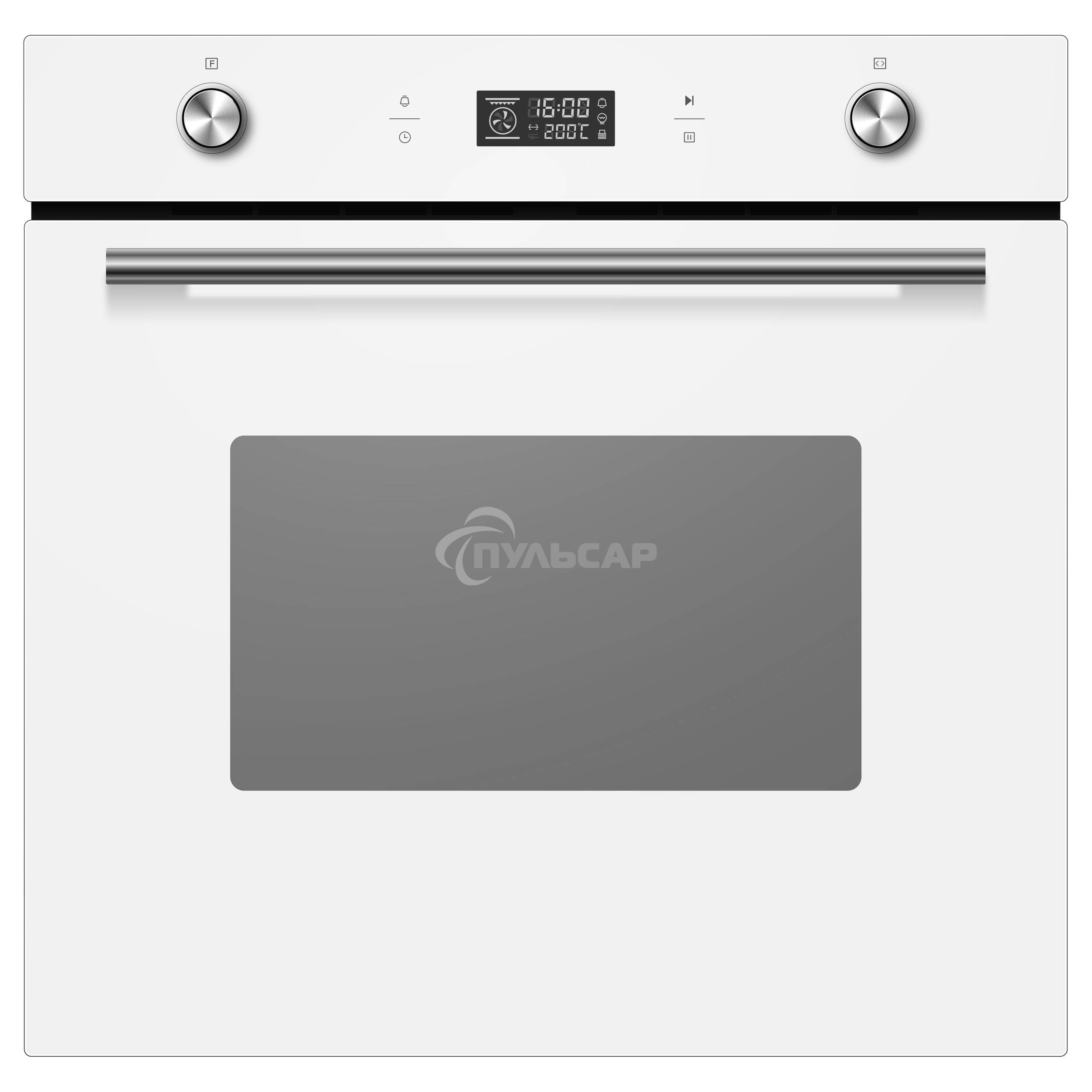 Духовой шкаф встраиваемый полноразмерный Evelux EO 650 PW, 60 см, 9 режимов, 70л, белое стекло