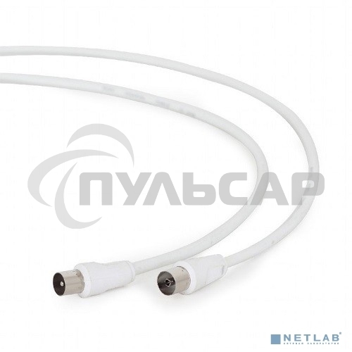 Кабель телевизионный Cablexpert, CCV-515-W-5M, Coaxial M/F, белый, 5м